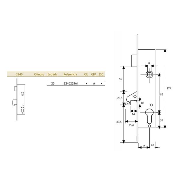 CERRADURA TESA GANCHO 2240-253AI